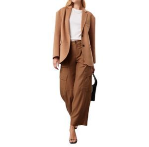 Vince $495 Women’s Flannel Wide Leg Raver Pants Dark Beech 16 NWT